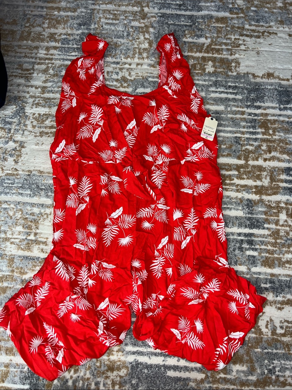 St. John's Bay Red and White Tropical Print Romper